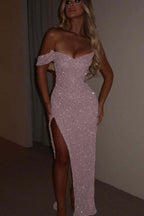 One Shoulder Strapless Sleeveless Long Mermaid Prom Dress With Split MS0185