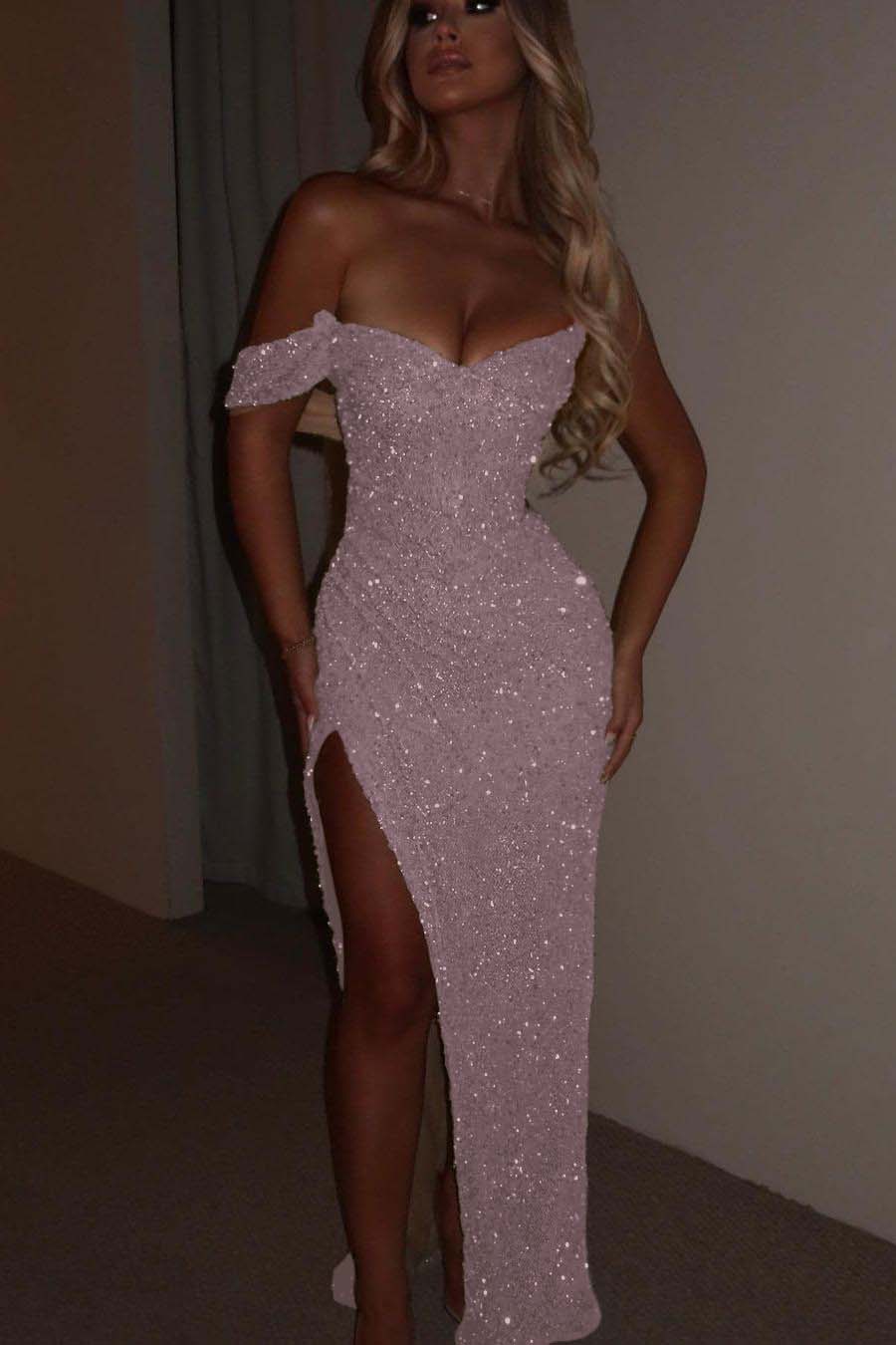One Shoulder Strapless Sleeveless Long Mermaid Prom Dress With Split MS0185