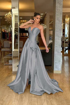Stunning Strapless Sleeveless Long Split Prom Dress With Pleated WQ0224