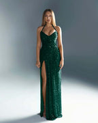 Halter V-Neck Strapless Sleeveless Long Mermaid Prom Dress With Split And Pleated YK0670