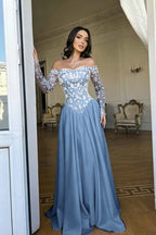 Cocoslly Strapless Long Sleeves High Waist Long Prom Dress With Rhinstone | Red Satin WQ0722