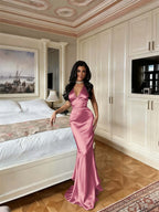 Charming V Neck Sleeveless Long Mermaid Prom Dress With Pleated YK0594