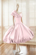 Cocoslly Off-The-Shoulder Sleeveless High Waist Long A Line Prom Dress With Pleated | Red Satin YC0571