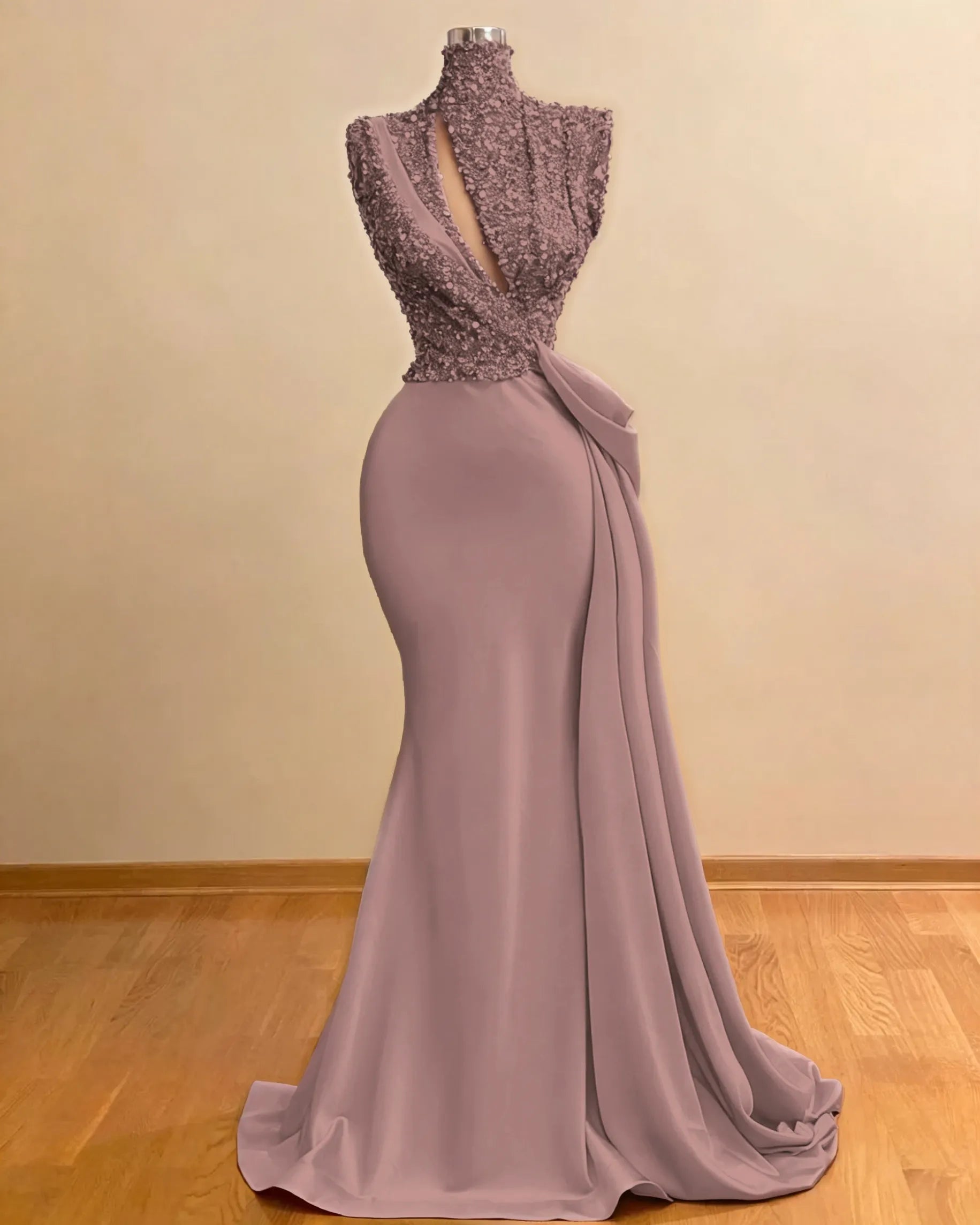 Cocoslly High Neck Sleeveless High Waist Long Mermaid Prom Dress With Sequins | Green Satin ZC0388