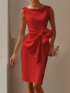 Black 3D Bow Sleeveless Sheath Midi dress