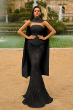 Strapless Sleeveless Long Mermaid Prom Dress With Appliques WQ0321