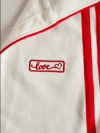 Sporty Retro Red Ribbon White Cotton Sleeveless Jumpsuit