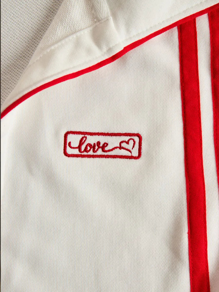 Sporty Retro Red Ribbon White Cotton Sleeveless Jumpsuit