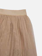 Light Khaki Pleated Asymmetrical Boat Neck Top with Skirt Two-Piece Set With Belt