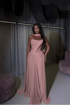 Cocoslly Strapless Sleeveless High Waist Long Prom Dress With Appliques And Scarf | Daffodil Chiffon YQ0072