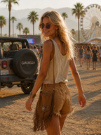 Sierra Washed Camel Americana Denim Shorts Relaxed Vintage Utility Style