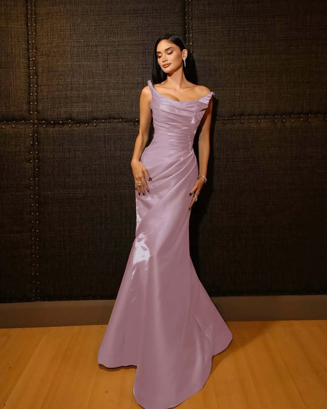 Shining Wide Shoulder Straps Sleeveless Long Mermaid Prom Dress With Pleated YK0715