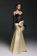 Strapless Sweetheart Sleeveless Long Mermaid Prom Dress With Gloves WQ0174