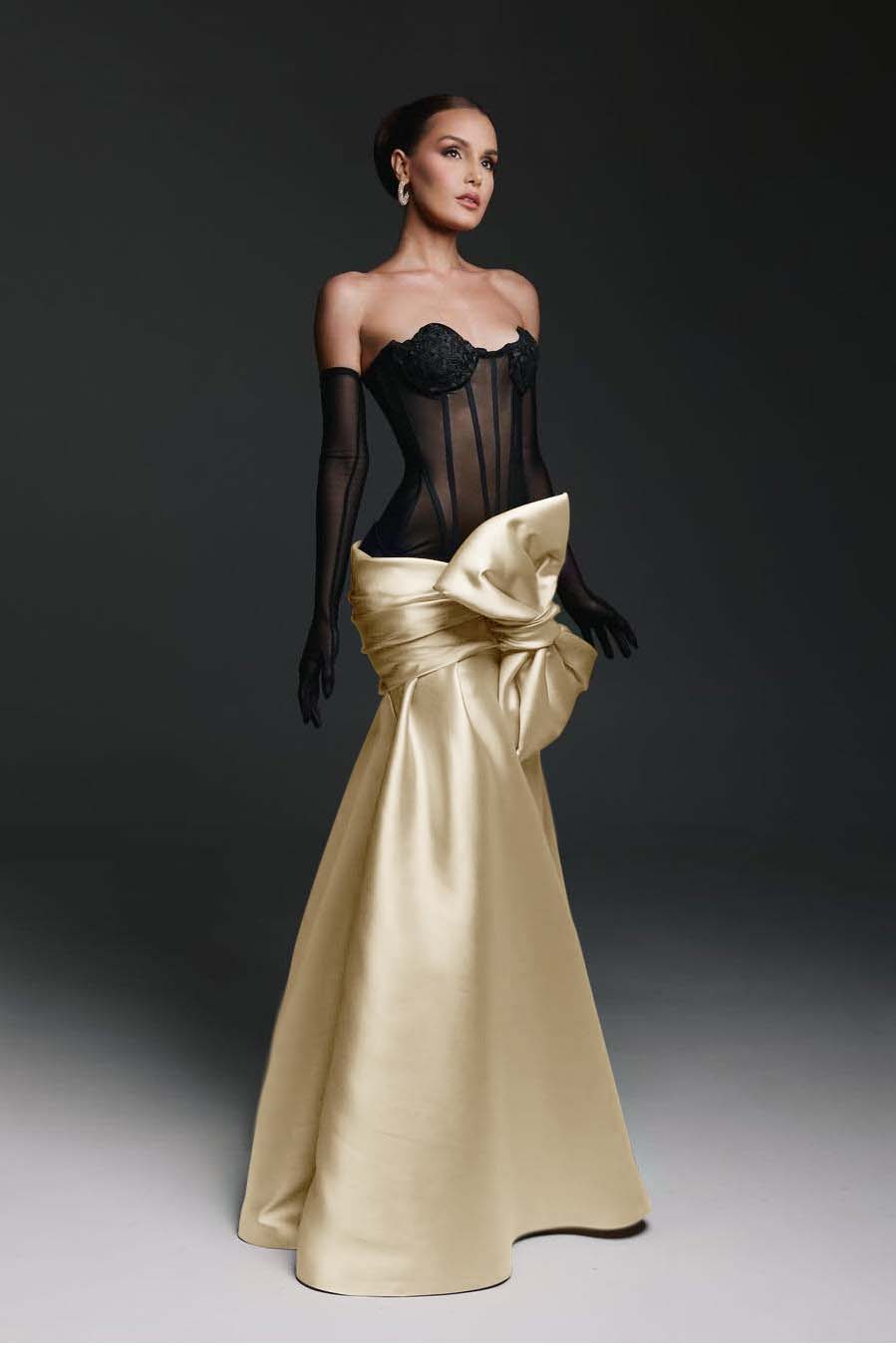 Strapless Sweetheart Sleeveless Long Mermaid Prom Dress With Gloves WQ0174