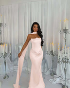 Strapless Sleeveless Long Mermaid Prom Dress With Beading Pleated YK0274