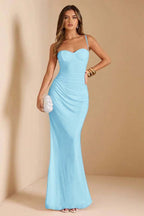 Sleeveless Spaghetti Strap Long Mermaid Prom Dress With Pleated CY0069