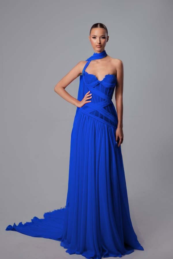 Strapless Sweetheart Sleeveless Long Prom Dress With Pleated WQ0197