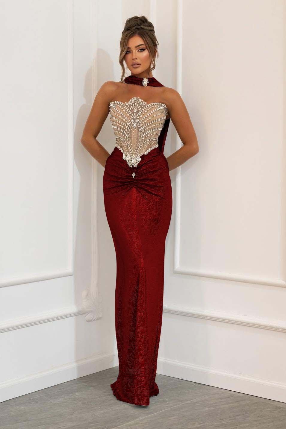 Strapless Sleeveless Long Mermaid Prom Dress With Beading Pleated WQ0179