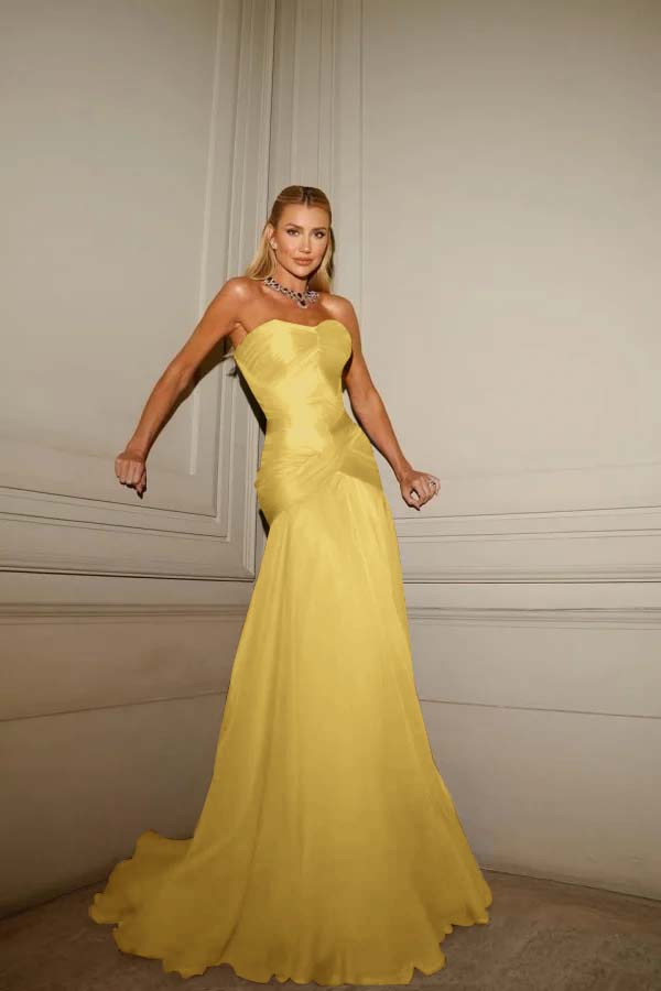Strapless Sleeveless Sweetheart Long Prom Dress With Pleated YK0128
