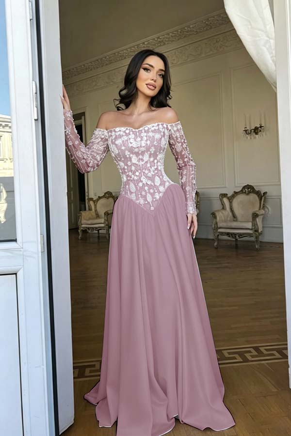 Cocoslly Strapless Long Sleeves High Waist Long Prom Dress With Rhinstone | Red Satin WQ0722