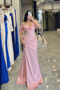 Off-The-Shoulder Sleeveless Long Mermaid Prom Dress With Pleated YS0023