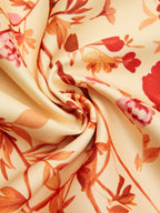 Pale Yellow Floral Classic Halter Mock Neck Sleeveless A-Line Maxi Dress