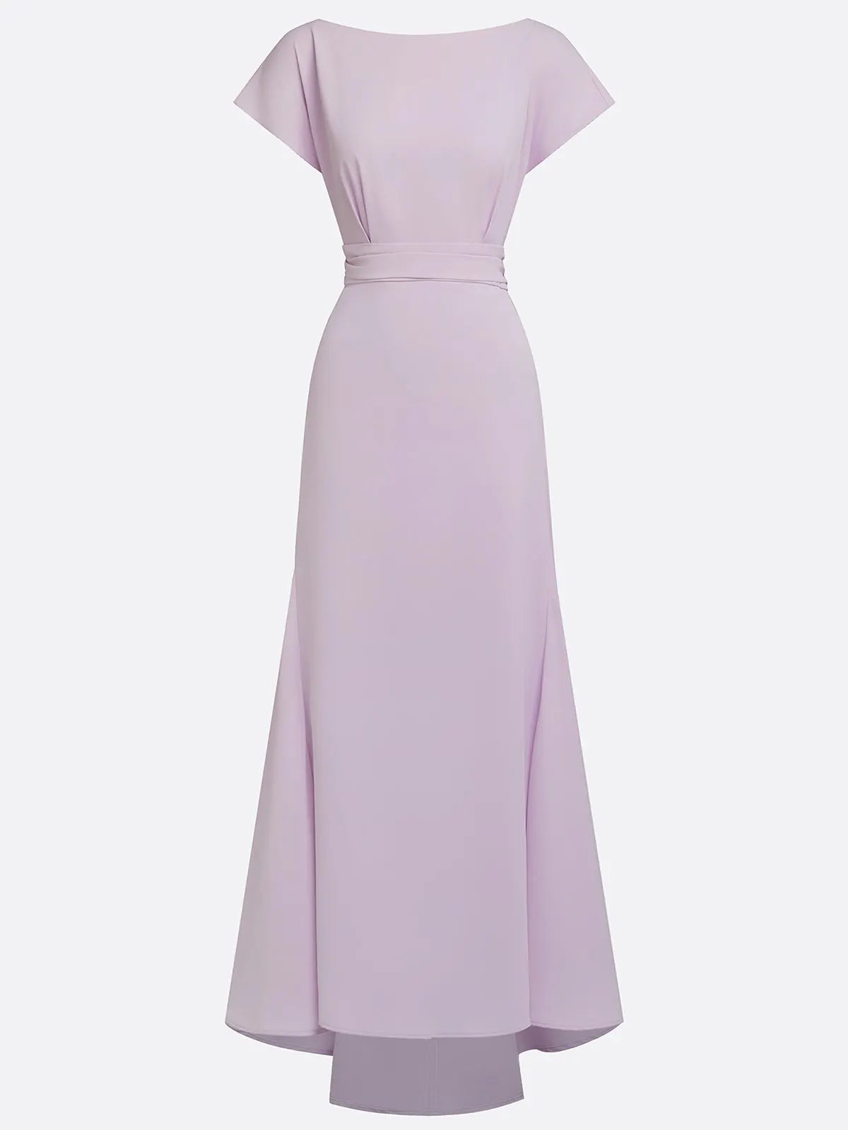 lavender Ruched Classic Boat Neck Cap Sleeve Raglan Sleeves Mermaid Floor-length Gown Dress