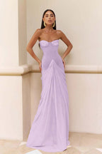 Chic Strapless Sweetheart Long Mermaid Prom Dress With Pleated WQ0073