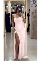 Cocoslly Sleeveless High Waist Long Prom Dress With Deep Split | Olive Green Chiffon CO0146