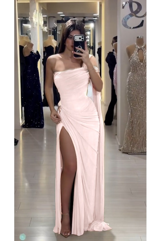 Cocoslly Sleeveless High Waist Long Prom Dress With Deep Split | Olive Green Chiffon CO0146