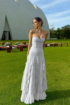 Cocoslly Strapless Sweetheart Sleeveless High Waist Long Prom Dress With Ruffles | Mint Green Chiffon YC0477