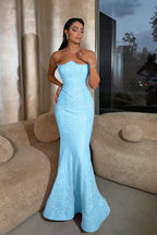 Cocoslly Strapless Sleeveless High Waist Long Mermaid Prom Dress | Lilac Sequins ZT0602