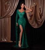 V-Neck One Shoulder Single Sleeve Long Mermaid Prom Dress With Beadings And High Split YK0627