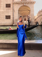 Spaghetti Strap Sleeveless Long Mermaid Prom Dress With Gloves YK0575