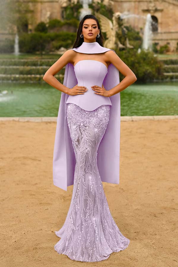 Strapless Sleeveless Long Mermaid Prom Dress With Appliques WQ0321