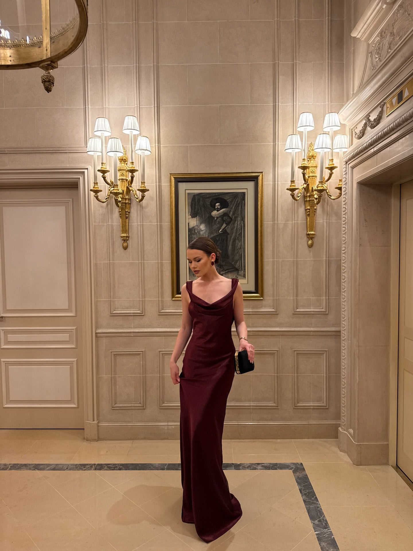 Cocoslly Wide Straps Sleeveless Long Mermaid Prom Dress | Burgundy Satin CO0091
