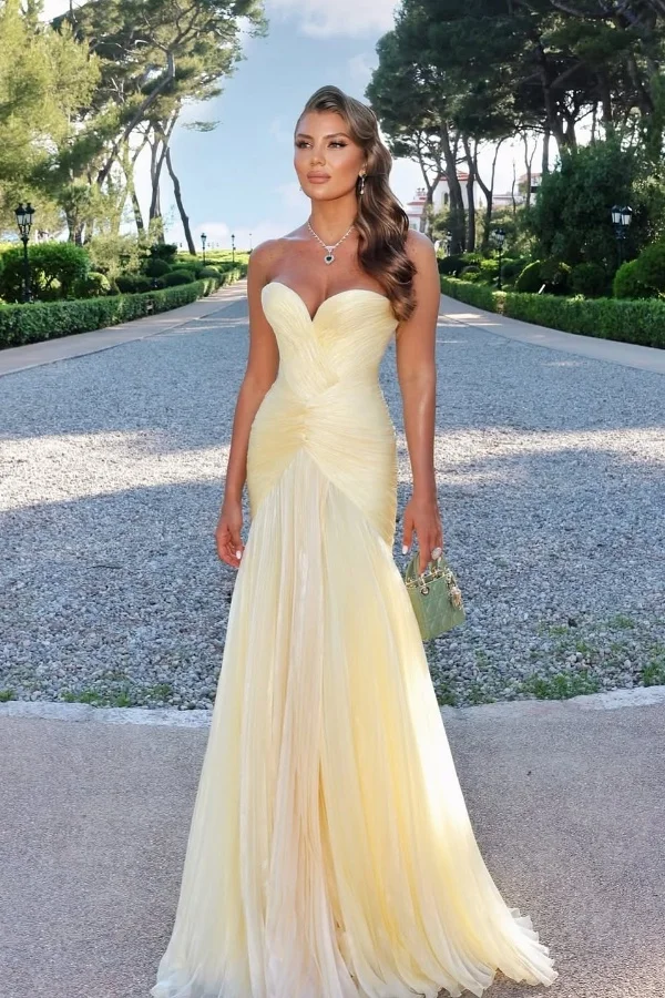 Strapless Sweetheart Sleeveless Long Prom Dress With Pleated JQ0100