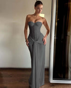 Strapless Sweetheart Sleeveless Long Mermaid Prom Dress With Pleated YK0363