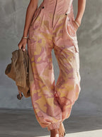 Women's Pink Camouflage Utility Cargo Jumpsuit