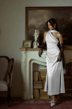 One Shoulder Sleeveless Long Mermaid Prom Dress With Pleated YK0042
