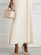 White Classic Off The Shoulder Half Sleeve A-Line Maxi Dress