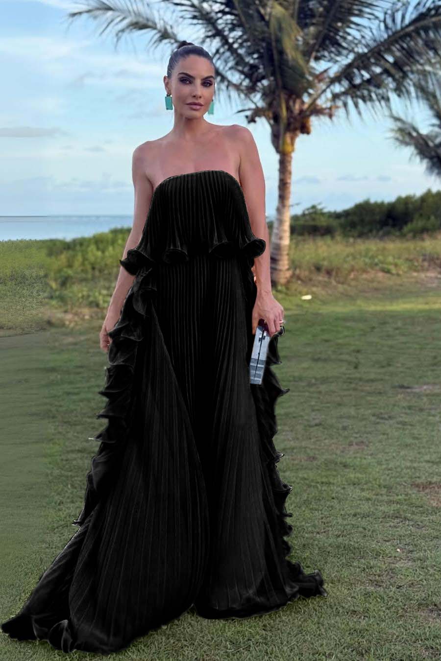 Charming Strapless Sleeveless Long Prom Dress With Pleated Ruffle WQ0065