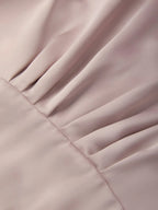 Pink Ruched Satin Boat Neck Sleeveless Sheath Midi Dress