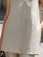 Sleeveless Minimalist Mandarin Collar Tunic Top