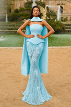 Strapless Sleeveless Long Mermaid Prom Dress With Appliques WQ0321