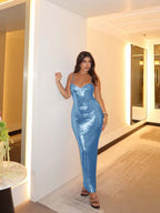 Spaghetti Strap Sleeveless Long Mermaid Prom Dress With Pleated YK0527