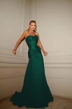 Strapless Sleeveless Sweetheart Long Prom Dress With Pleated YK0128