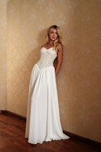 Cocoslly Spaghetti Straps Sleeveless High Waist Long Prom Dress | Glod Champage Chiffon YC0559