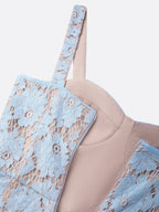 Light Blue Lace Sweetheart Neckline Sleeveless Mermaid Midi Dress