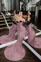 Strapless Sleeveless Long Mermaid Prom Dress With Pleated Gloves WQ0226